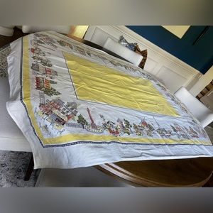Vintage French cafe tablecloth